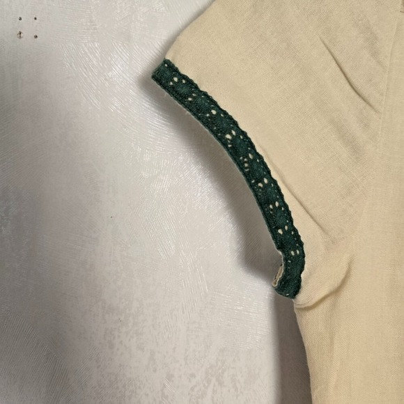 Karlie Women's Boho Embroidered Dress Top Small Cotton Linen Cap Sleeve Lined - Picture 8 of 11